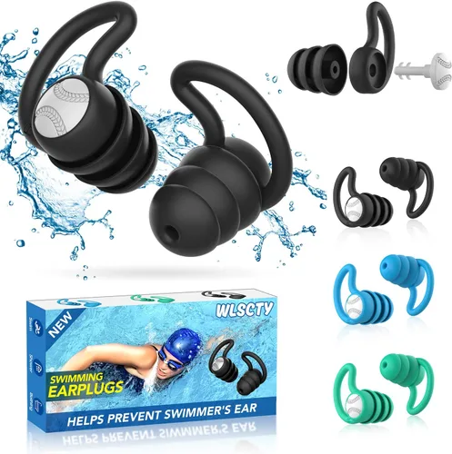 Vista 15 de Tapones para los oídos de natación impermeables, 1 par de tapones de silicona para los oídos para adultos y niños, tapones para los oídos
