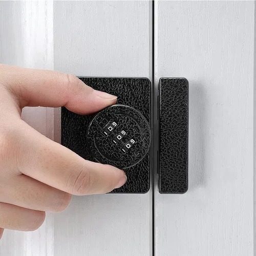 Vista 3 de INIRET Cerradura Negra para Gabinete, Contraseña de 3 Dígitos Sin Llave, Cerradura Anti-Forzadura Mecánica, Protege la Privacidad, para Cajones