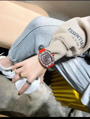 Vista 4 de Tonneau - Relojes de vestir punk, únicos, para hombre, impermeables, analógicos, deportes, trabajo, hombre, reloj de pulsera luminosa de silicona, L