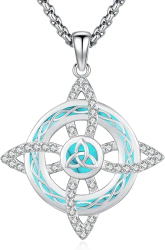 Vista 20 de Joyería Mágica para Mujeres y Hombres Nudo de Bruja Plata 925 Original Collar de Nudo de Bruja Tetragrammaton Hecate Collar Lilith Collar Pentagrama