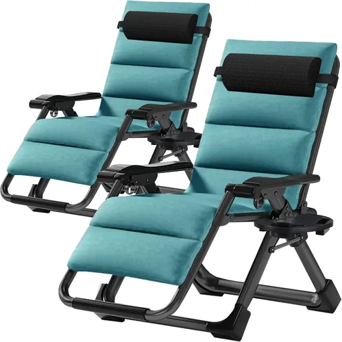 Vista 22 de MOPHOTO Silla de gravedad cero, silla de salón acolchada para exteriores con mesa lateral, silla reclinable de gravedad cero, silla reclinable