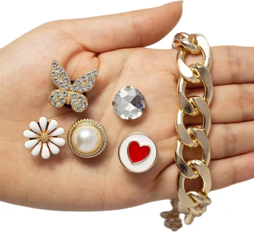 Vista 4 de Dijes brillantes para zapatos para mujeres, adolescentes y niñas, accesorios de decoración de zapatos lindos para zuecos, paquete de dijes geniales