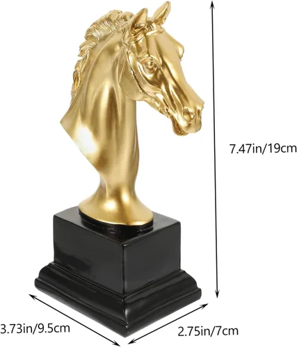 Vista 6 de Veemoon Trofeo de caballo dorado, trofeo dorado de resina pequeña, estuado de caballo, estuado de honor, adorno artístico para café, oficina