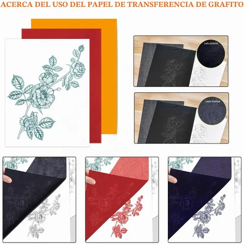 Vista 3 de PSLER 60 piezas de papel de carbón para trazado - 40 piezas de papel de transferencia de trazado, A4