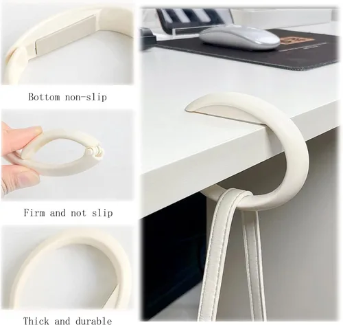 Vista 5 de Knixhult Percha portátil para bolsos, gancho plegable portátil para mesa, antideslizante y sin perforaciones, colgador de mesa para oficina