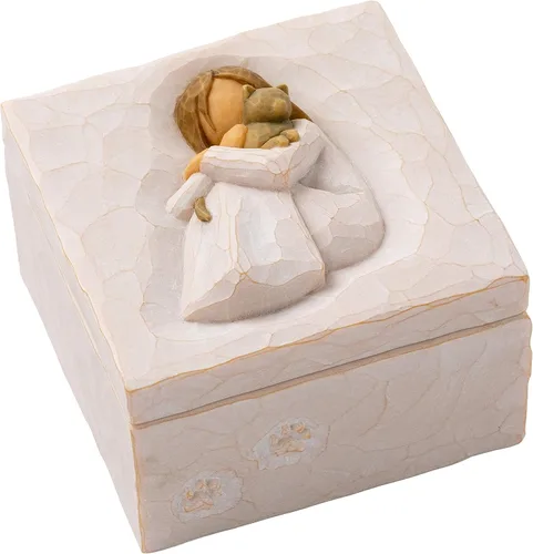 Vista 10 de Willow Tree True, Truly a Friend, Caja para joyas y tesoros con tallado en bajorrelieve de niña con cachorro, caja de recuerdo esculpida pintada a