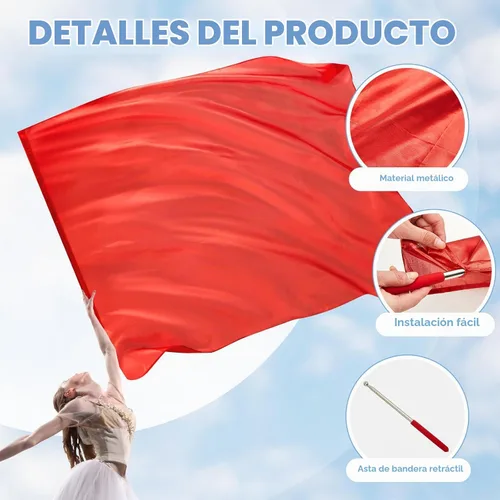 Vista 3 de Jetec 2 banderas de adoración de 51 x 45 pulgadas con barra rectangular escalable, rectangulares de seda metálica, banderas de iglesia para Rojo