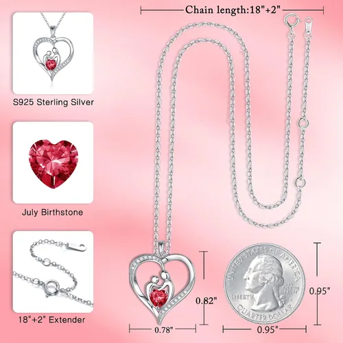 Vista 6 de Regalos para mamá e hija, collares de piedra de nacimiento, plata de ley 925, joyería para mujeres, regalos del día de la madre, regalos para mamá