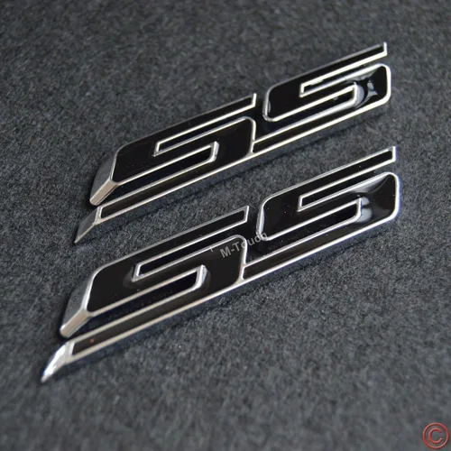 Vista 3 de Set de 3 unidades de placa pequeña con insignia SS autoadhesiva, con letras inclinadas, para Chevy IMPALA COBALT Camaro 2010 2011 2012 2013 2014