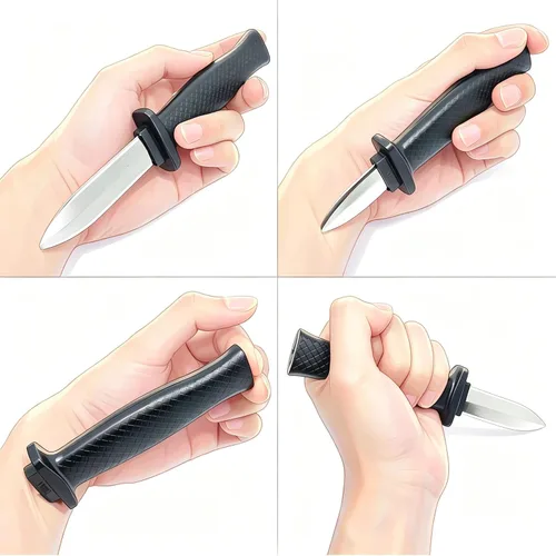 Vista 5 de Cooplay - Juego de 4 cuchillos retráctiles, daga falsa de plástico con hoja que desaparece, juguete novedoso para Halloween, cosplay, fiesta, bromas