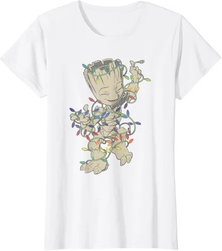 Vista 15 de Marvel Camiseta de luces navideñas Guardians Of The Galaxy Groot, Negro, S