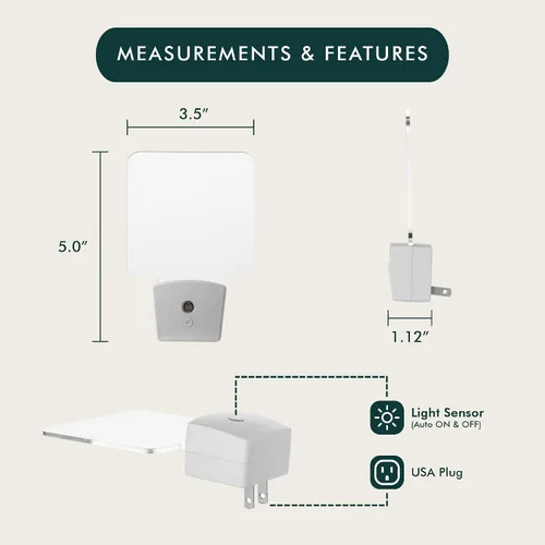 Vista 3 de Luces nocturnas personalizadas enchufables a la pared para dormitorio de niños con sensor de encendido/apagado automático, luz nocturna LED blanca