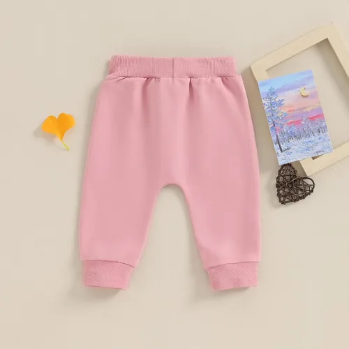 Vista 3 de Pantalones deportivos para bebé y niña, pantalones de harén sólidos, pantalones deportivos unisex con cordón en la cintura para otoño