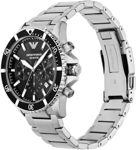 Vista 2 de Emporio Armani World Explorer Dive-Inspired Men's Watch with Stainless Steel, Silicone or Leather Band