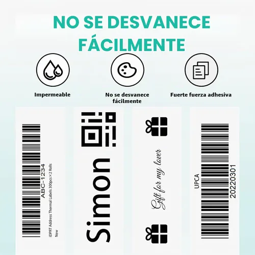 Vista 5 de iDPRT Etiquetas térmicas de dirección postal: 1.18 x 3.54 pulgadas, 2 rollos de 300 unidades, código de barras compatible con iDPRT, Rollo, DYMO
