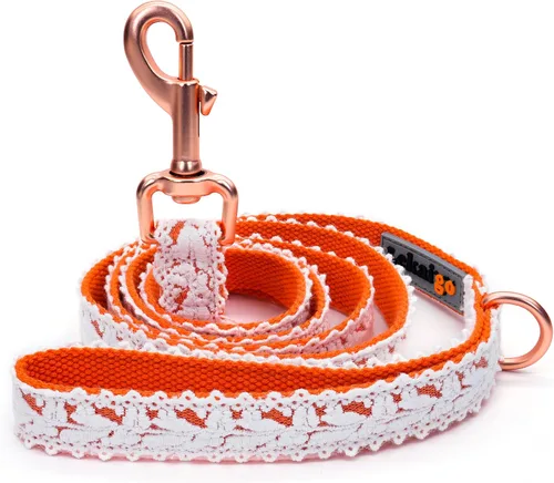 Vista 14 de Juego de collar y correa para perro, encaje de algodón hecho a mano de 4 a 5 pies, ajustable, cómodo, collares y correas únicos para perros Marrón