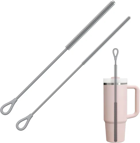 Vista 8 de YOTIME Cepillo Limpiador de Pajitas de Silicona, 2 Piezas Cepillo Reutilizable para Pajitas Extra Largo para Limpiar Vaso con Mango y Pajitas