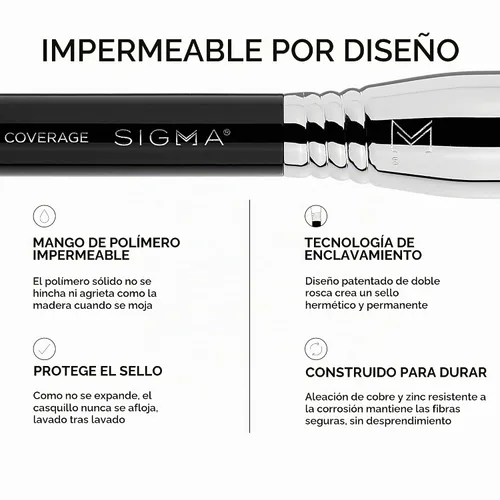 Vista 6 de Sigma Beauty F48 - Brocha de cobertura suave, brocha de maquillaje de base