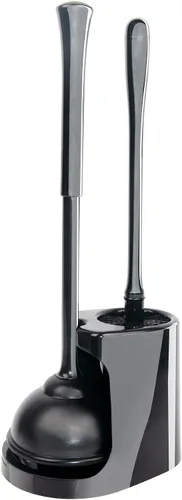 Vista 9 de Juego de cepillo de inodoro y soporte CELOX, cepillo compacto para inodoro con base de ventilación transpirable, kit de limpieza para baño, negro
