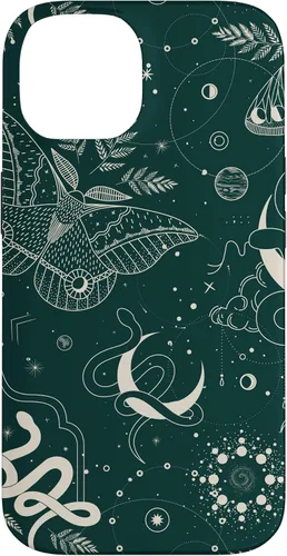 Vista 4 de Dark Green Mystical Witchcore Celestial Night Moth & Snake Case para iPhone 16