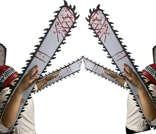 Vista 2 de SLDYLQ Máscara de hombre de motosierra de anime, máscara de Pochita Denji Bloody, máscara de payaso Denji para Halloween, cosplay y mascarada