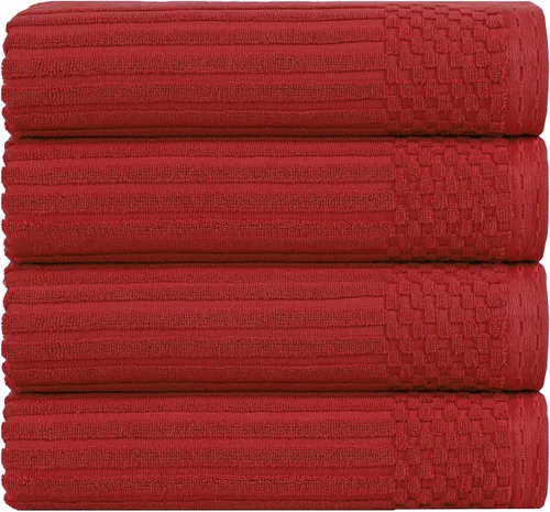 Vista 21 de Superior Juego de 6 toallas de algodón sólido y acanalado, toallas de cara de 13 x 13 pulgadas, toallas de mano de 16 x 28 pulgadas, toallas de baño