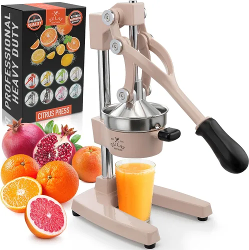 Vista 21 de Zulay Kitchen Exprimidor de hierro fundido, exprimidor de naranja resistente con coladores desmontables para una fácil limpieza, prensa de cítricos