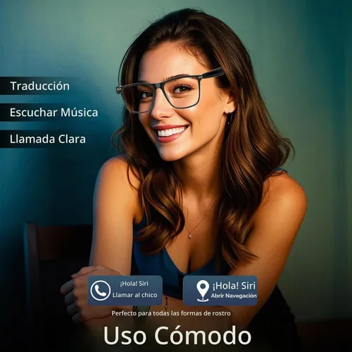 Vista 5 de Ai Gafas Inteligentes Bluetooth 5.4 con Traducción para Hombres y Mujeres 160+ Idiomas Lente que Cambia de Color Asistente Chat GPT Aplicación