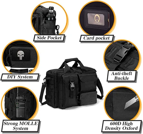 Vista 5 de COSCOOA Bolso de mensajero táctico, maletín táctico para hombre, bolso militar para portátil, bolso de hombro
