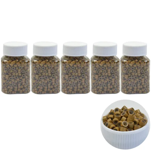 Vista 21 de 500 cuentas de micro anillos forradas de silicona de 0.197 in para extensiones de cabello con punta I (negro)