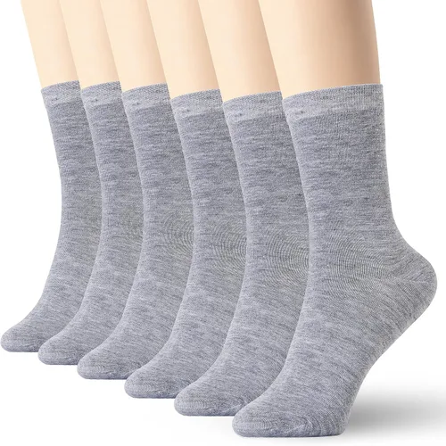 Vista 8 de K-LORRA Calcetines de algodón para mujer y hombre, paquete de 6 Negro