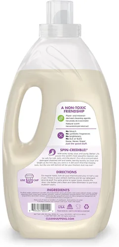 Vista 2 de Better Life Detergente líquido para ropa, detergente concentrado natural, resistente a la suciedad, pomelo enebro alimentado por plantas, 64 cargas