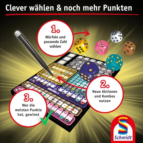 Vista 4 de Schmidt Juego 49384 Clever hoch DREI, juego de dados de la serie Klein & Fein