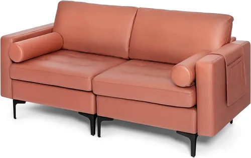 Vista 32 de Giantex Sofá individual, silla decorativa, sillón con cojín cómodo, bolsillos para revistas, sala de estar, silla de ocio tapizada para dormitorio