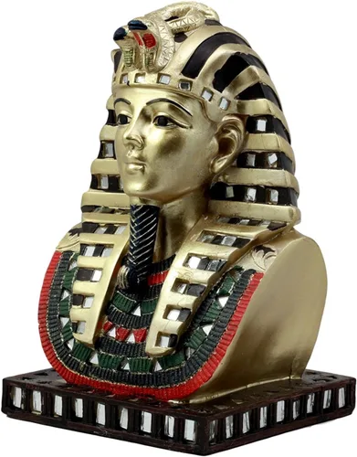 Vista 6 de Ebros - Máscara de faraón egipcio antiguo del rey TUT Estatua dorada Tutankamón Busto Figurilla