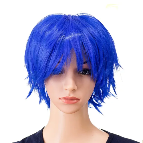 Vista 12 de SWACC - Peluca de cosplay, unisex, con capas, para hombres y mujeres, para disfraces 1B-Off Negro