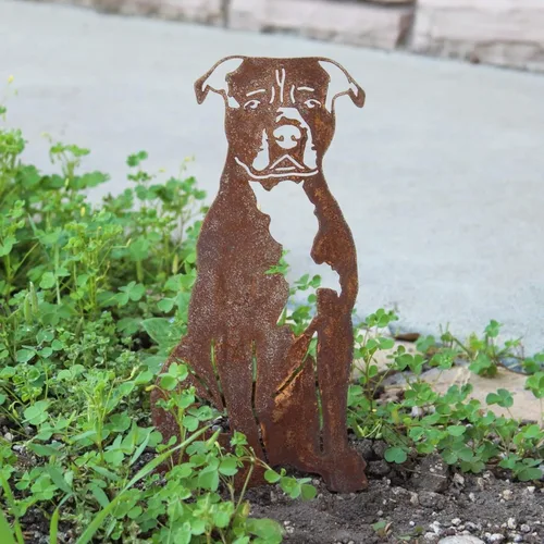 Vista 4 de Corten Steel Staffordshire Bull Terrier - Estaca para perro (tamaño grande)