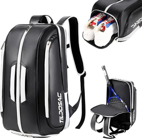 Vista 10 de Tennis Racket Bag Pickleball Padel Backpack With Shoe Compartment, Laptop Sleeve,Fence Hook,Ball Sleeve
