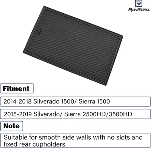 Vista 2 de RUNROAD Cubierta organizadora de consola central compatible con Chevy Silverado/GMC Sierra 1500 (2014-2018) y Silverado/Sierra 2500/3500HD