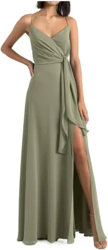 Vista 2 de Vestidos de dama de honor con cuello en V plisado vestidos de fiesta formales de gasa