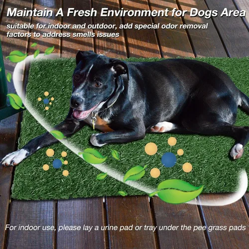Vista 2 de GLOBREEN Alfombrilla de pasto artificial para cachorros para entrenamiento de orinal de perros, 18 x 14 pulgadas, 2 unidades, reutilizable, alto