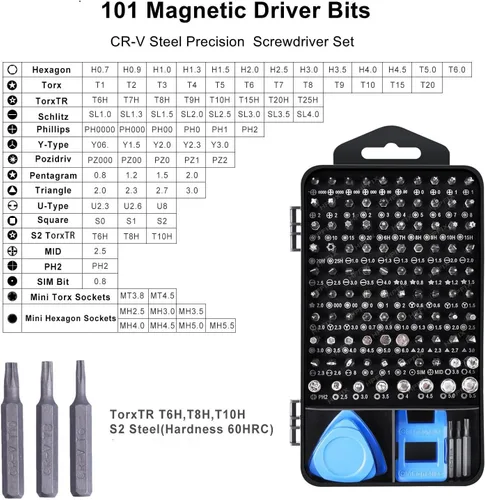 Vista 2 de HPFIX Juego de destornilladores de precisión de 124 piezas con 101 puntas magnéticas, kit de herramientas de reparación electrónica para iPhone