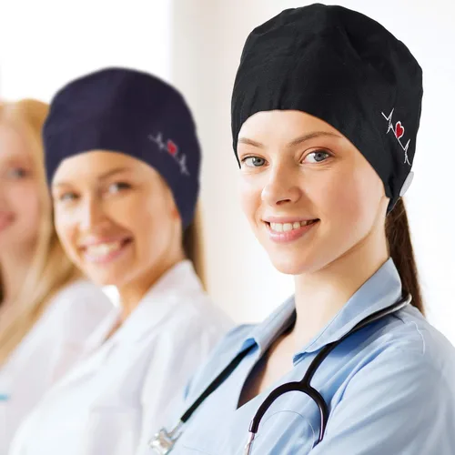 Vista 4 de SATINIOR Gorro de trabajo unisex con botones y banda ajustable para el sudor