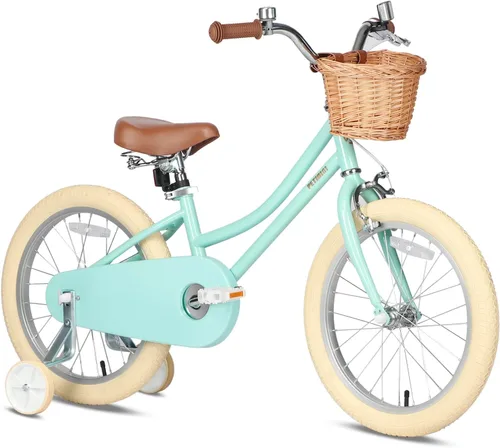 Vista 38 de Petimini Vintage Kids Bike for Girls, 12–20 Inch Classic Bicycle with Wicker Basket & Bell, High Tensile Steel Frame, Training Wheels (12–18”), 85%