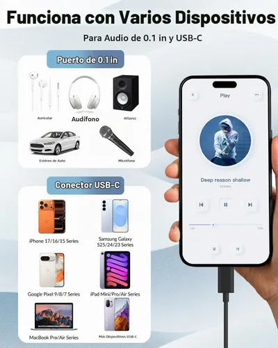 Vista 6 de Seulliya Adaptador USB C a conector de auriculares de 0.138 in para iPhone 15/16 Pro/Max, adaptador DAC de audio de alta resolución, convertidor