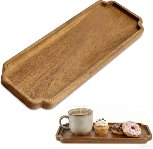 Vista 16 de Bandeja pequeña de madera Bandeja de madera de acacia para tocador, encimera de baño, mesa de café e inodoro Perfecto para joyas, llaves