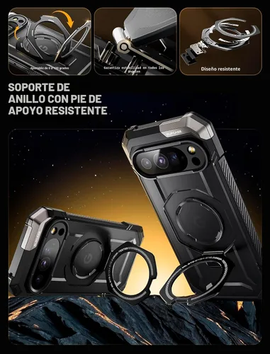 Vista 4 de SUPCASE Funda magnética resistente para Google Pixel 10 Pro XL con soporte (agarre Unicorn Beetle), [compatible con MagSafe]