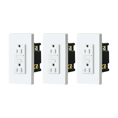 Vista 20 de SuperInk Toma GFCI negra de 15 amperios, toma eléctrica GFI negra, receptáculo de interruptor de circuito de falla de tierra, resistente a