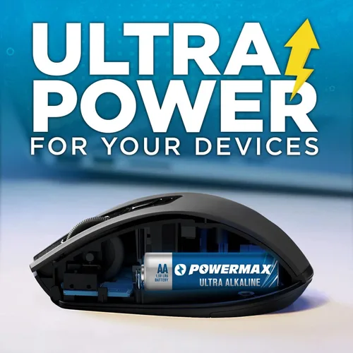 Vista 6 de Powermax 12 pilas AA dobles, paquete de ampollas alcalinas de larga duración para el hogar y la oficina, 10 años de vida útil