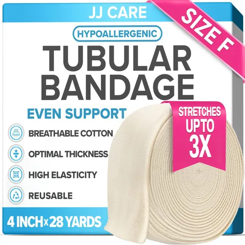 Vista 10 de JJ CARE Vendaje tubular, tubo Stockinette de 3 pulgadas x 12 yardas para tobillos y rodillas, Tubi Grip tamaño D, manga elástica reutilizable, tubos